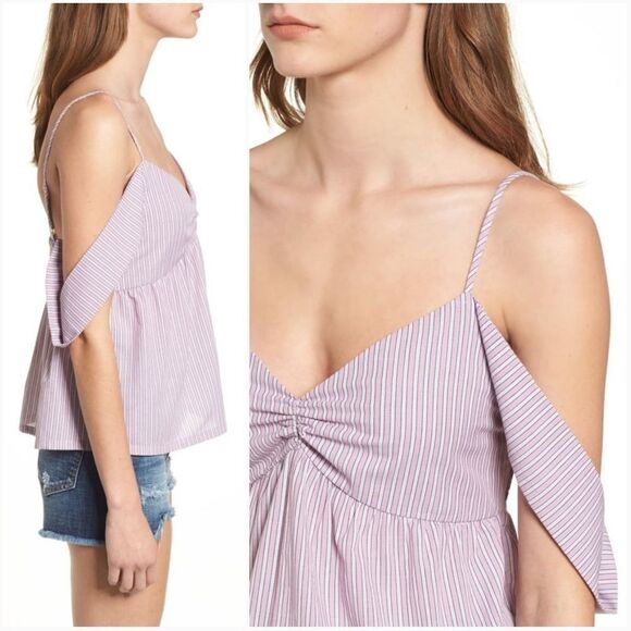 Socialite Stripe Cold Shoulder Top - Picture 2 of 9